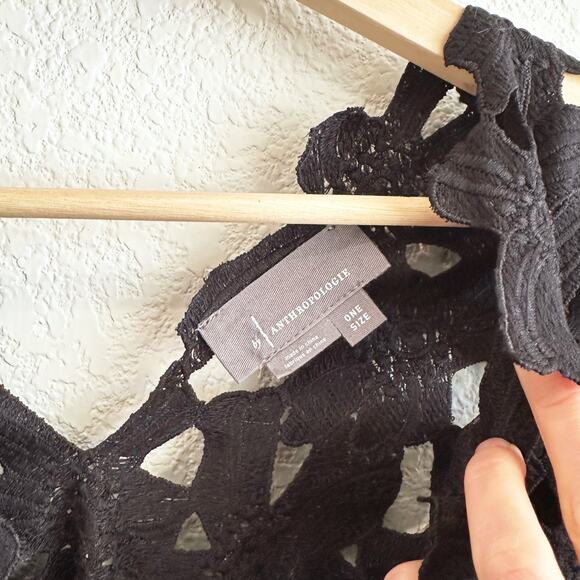 Anthropologie Floral Eyelet Kaftan Dress OS Sheer Bell Sleeve Beachy Resort Boho - Picture 5 of 10